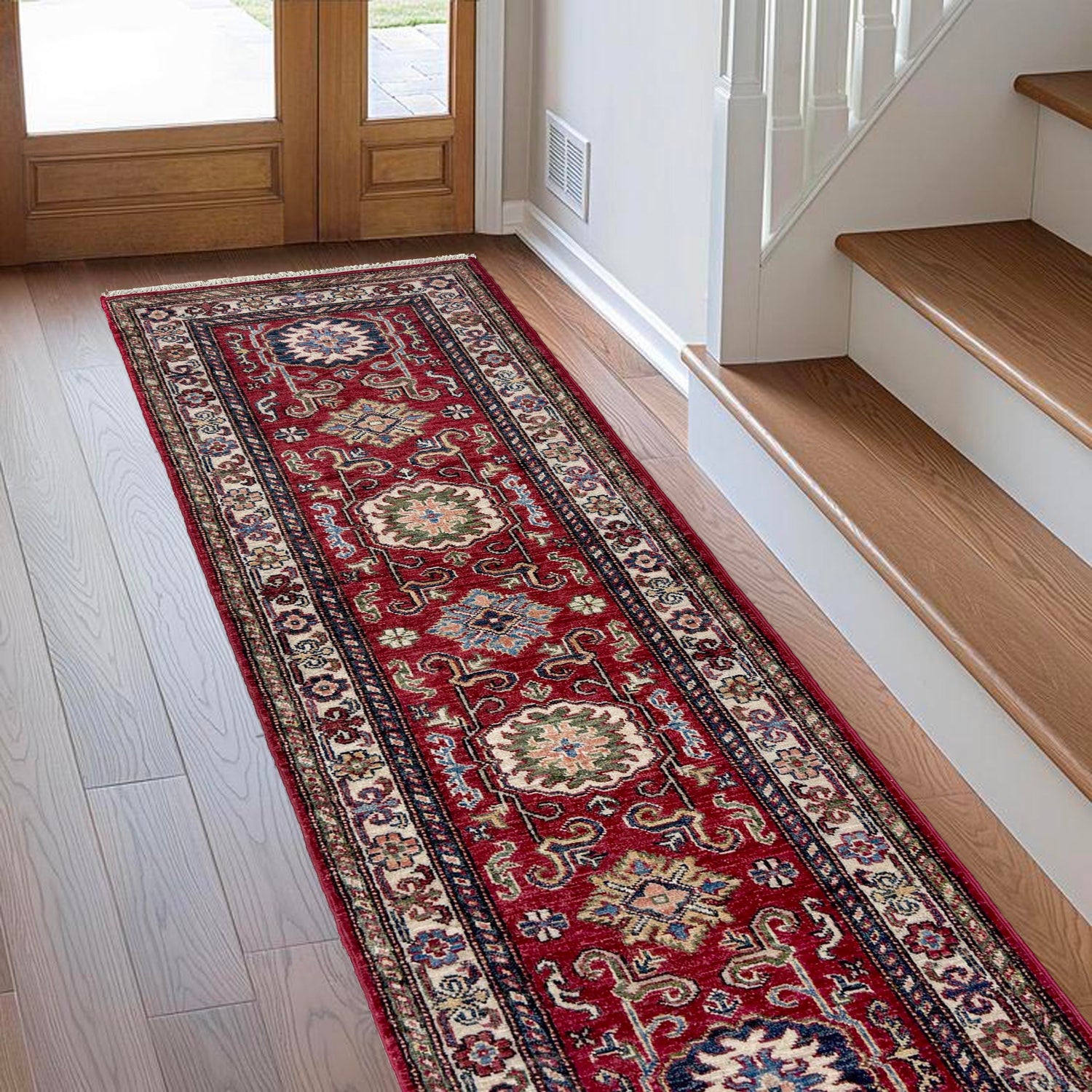 Hand-Knotted Red Medallion Kazak Area Rug Runner – 2' 0" x 6' 1" ft (61 x 185 cm) | SKU: R39643