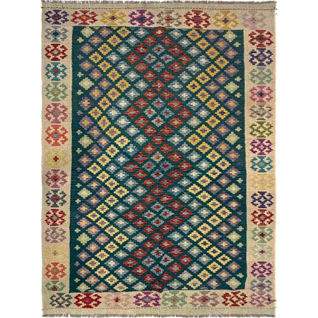 Hand Knotted Afghan Style Kilim – 5' 11" x 7' 8" ft (181 x 233 cm) | SKU: R39657