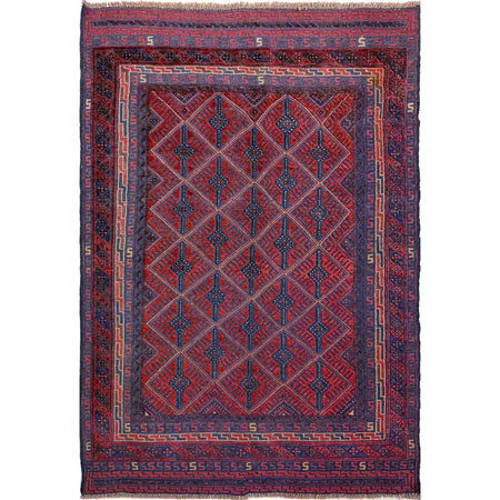 Red Color Mashwani Area Rug – 4' 10" x 6' 5" ft (147 x 196 cm) | SKU: R39735