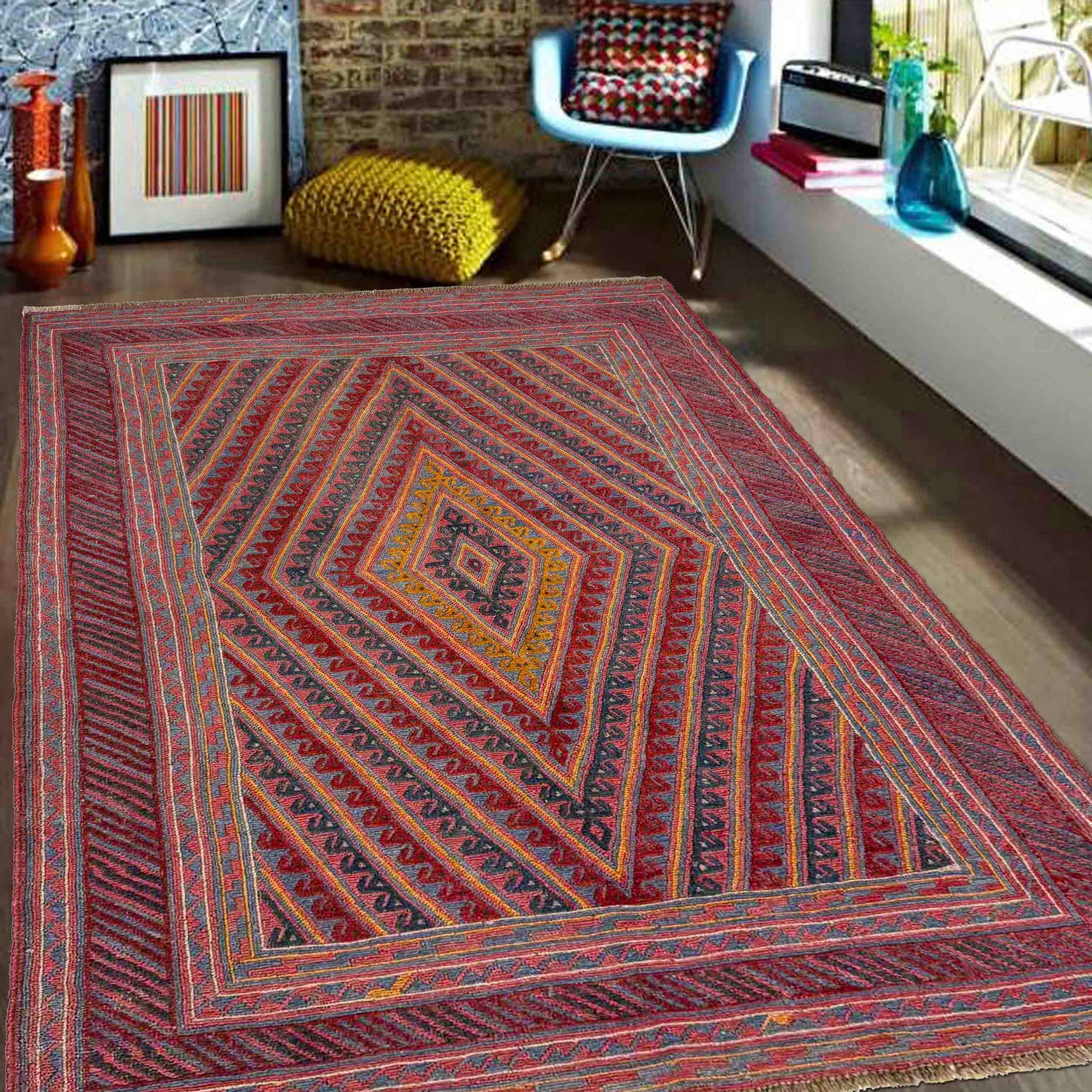 Hand Knotted Mashwani Area Rug – 4' 8" x 6' 5" ft (143 x 196 cm) | SKU: R39749