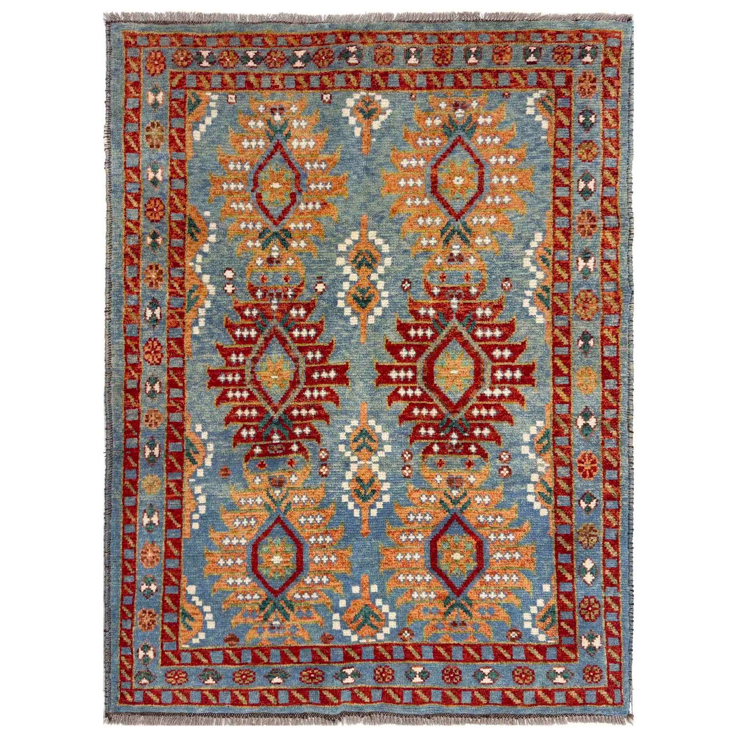 Hand-Knotted Multi Floral Oushak Area Rug – 4' 1" x 5' 9" ft (124 x 174 cm) | SKU: R39752