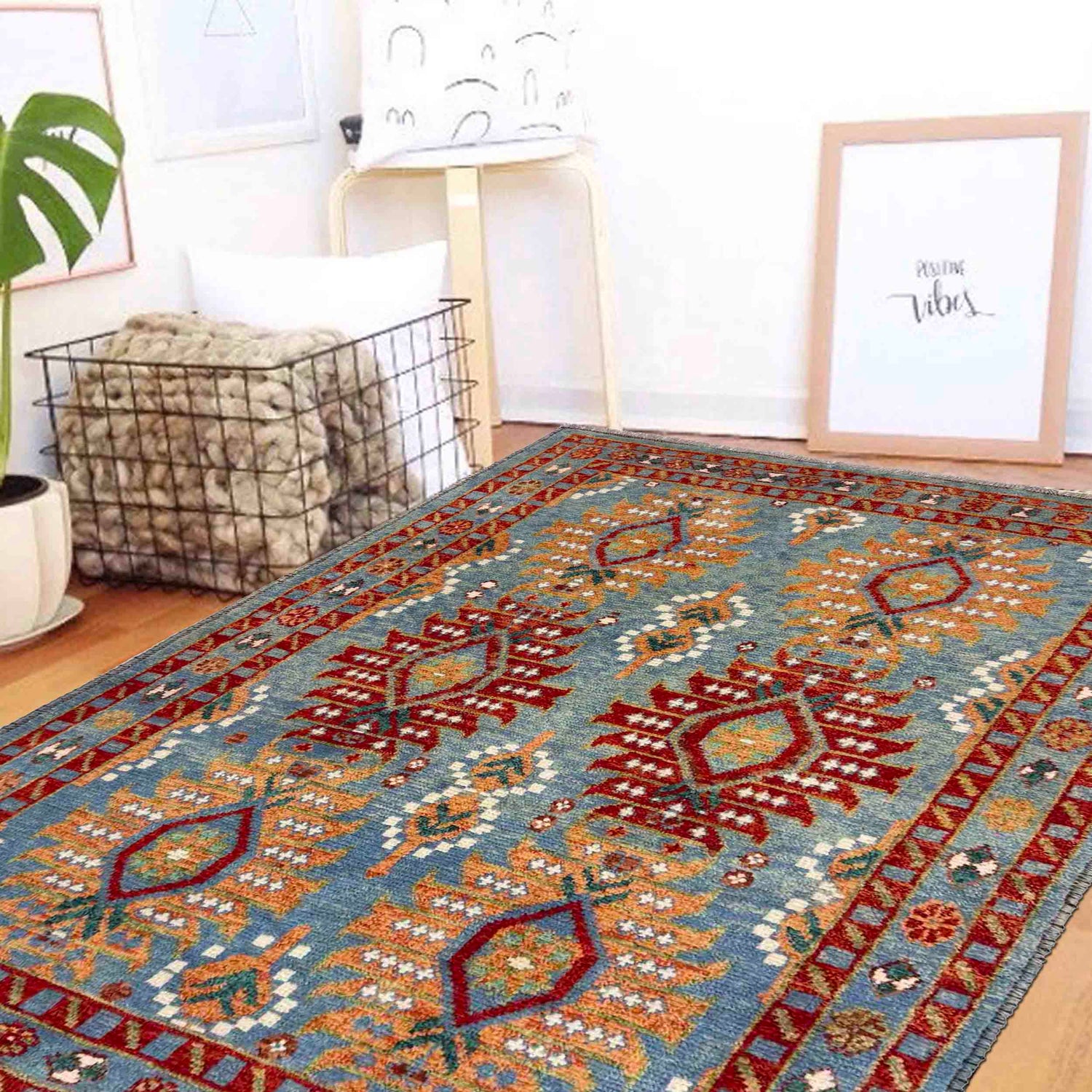 Hand-Knotted Multi Floral Oushak Area Rug – 4' 1" x 5' 9" ft (124 x 174 cm) | SKU: R39752