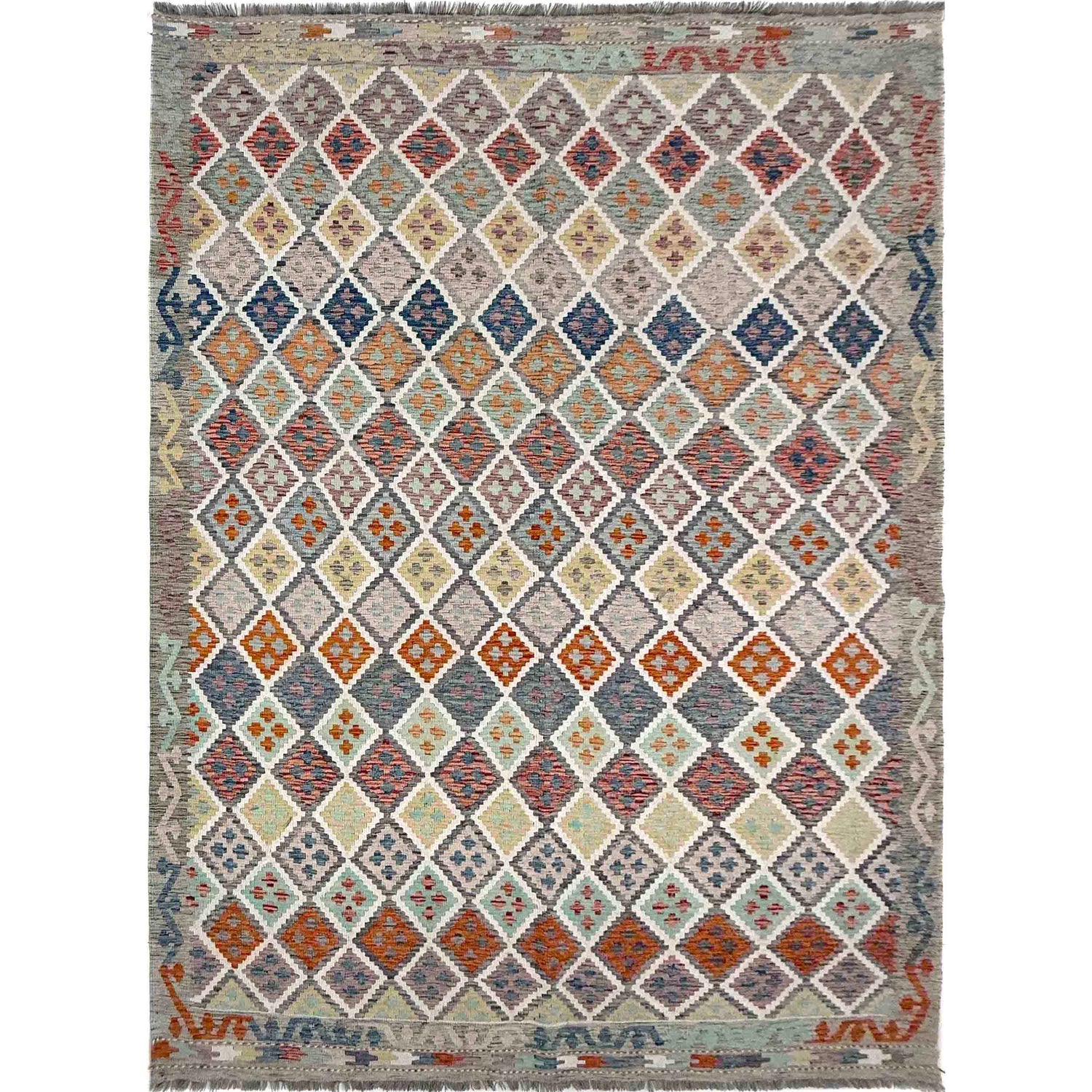 Hand Made Afghan Kilim – 6' 10" x 9' 8" ft (209 x 295 cm) | SKU: R39761