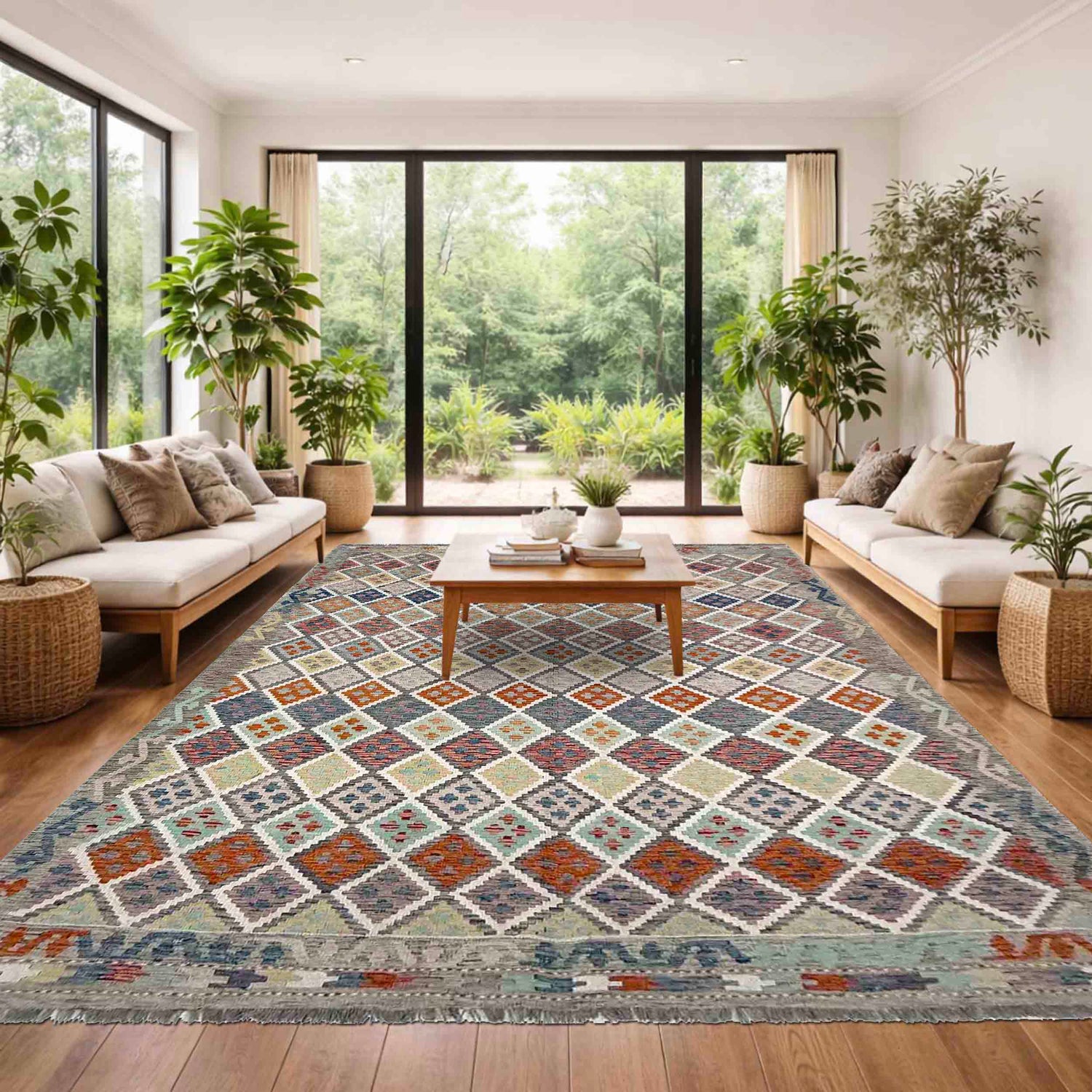 Hand Made Afghan Kilim – 6' 10" x 9' 8" ft (209 x 295 cm) | SKU: R39761