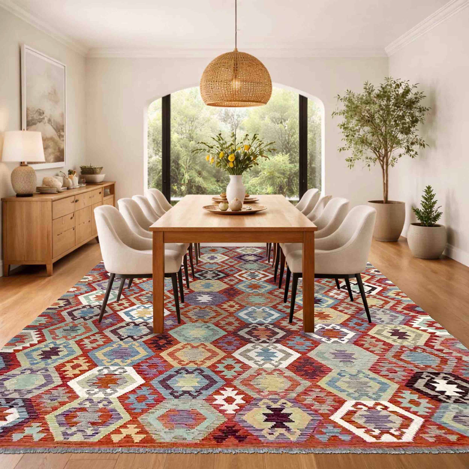 Hand Made Afghan Kilim – 6' 11" x 9' 8" ft (210 x 294 cm) | SKU: R39762