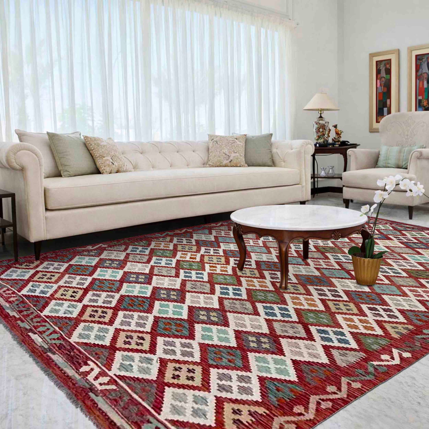 Handmade Vegetable Kilim – 6' 8" x 9' 7" ft (203 x 293 cm) | SKU: R39763
