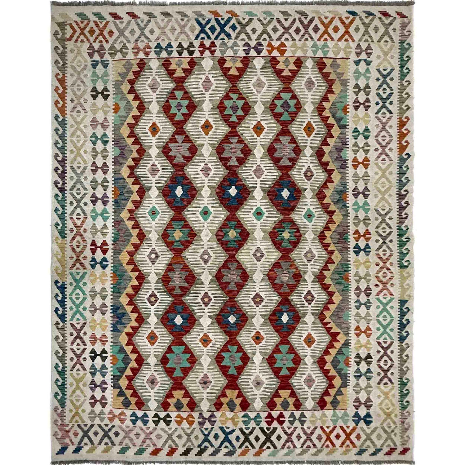 Handmade Turkish Design Wool Kilim – 6' 8" x 9' 7" ft (204 x 293 cm) | SKU: R39766