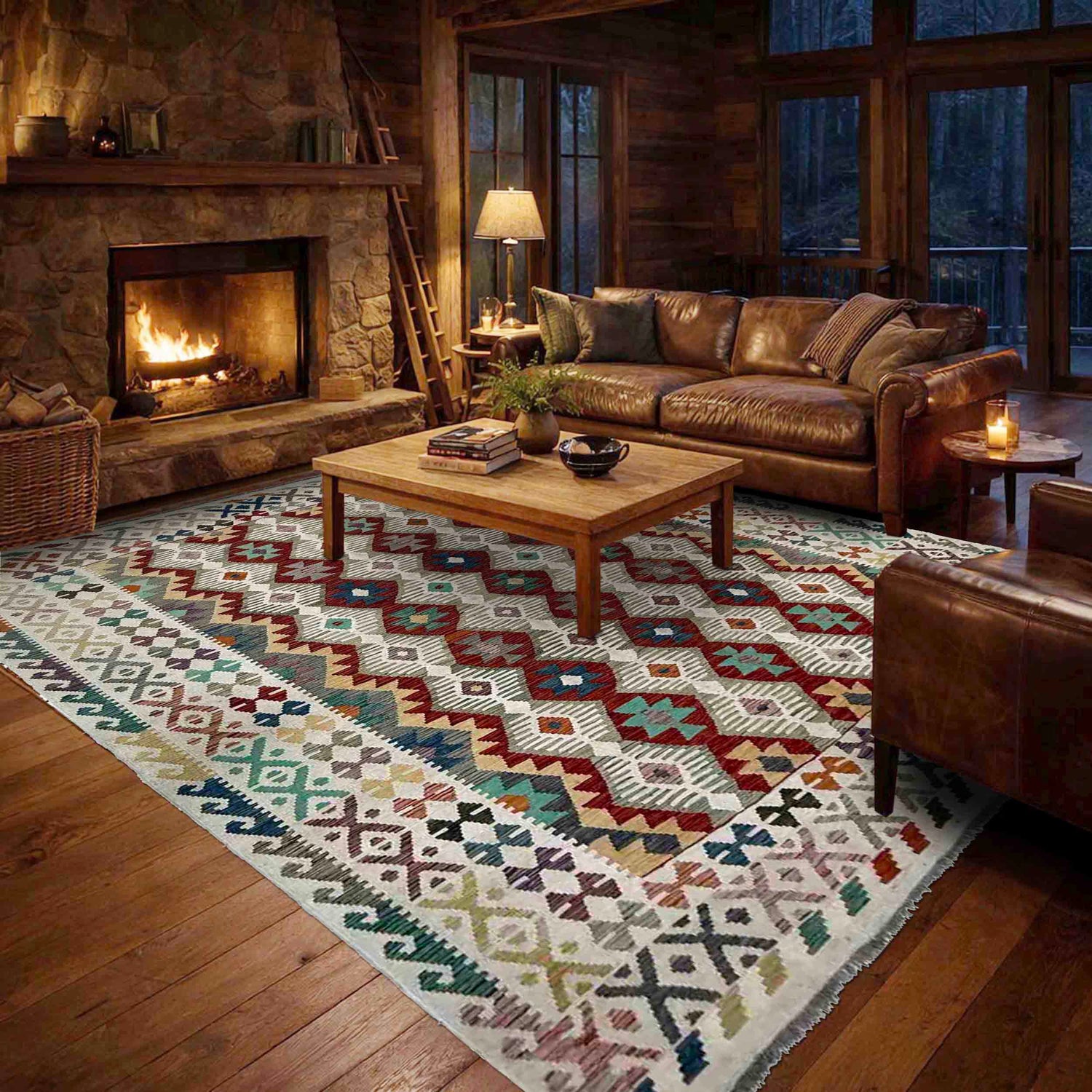 Handmade Turkish Design Wool Kilim – 6' 8" x 9' 7" ft (204 x 293 cm) | SKU: R39766