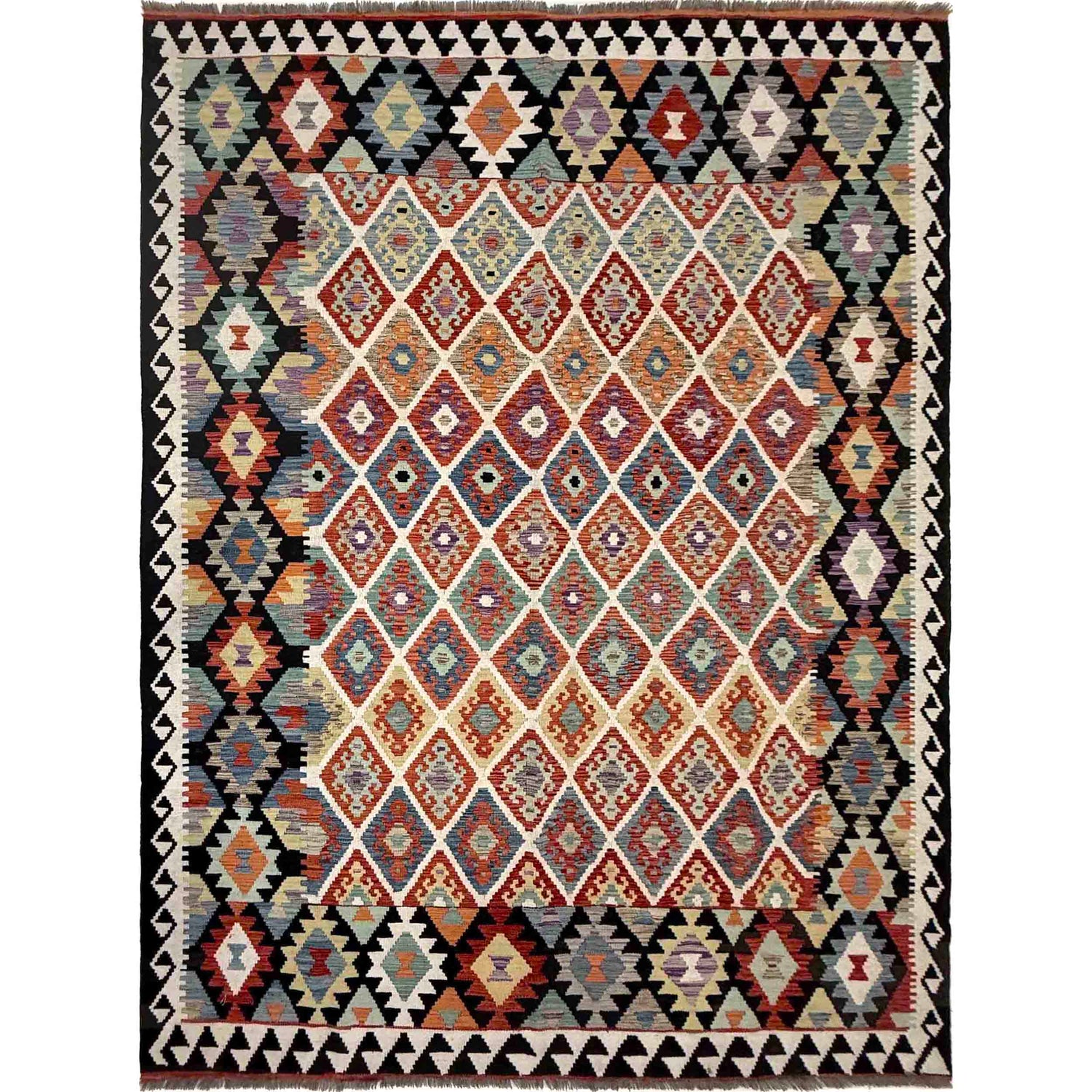 Hand Made Afghan Kilim – 6' 8" x 9' 9" ft (204 x 297 cm) | SKU: R39767