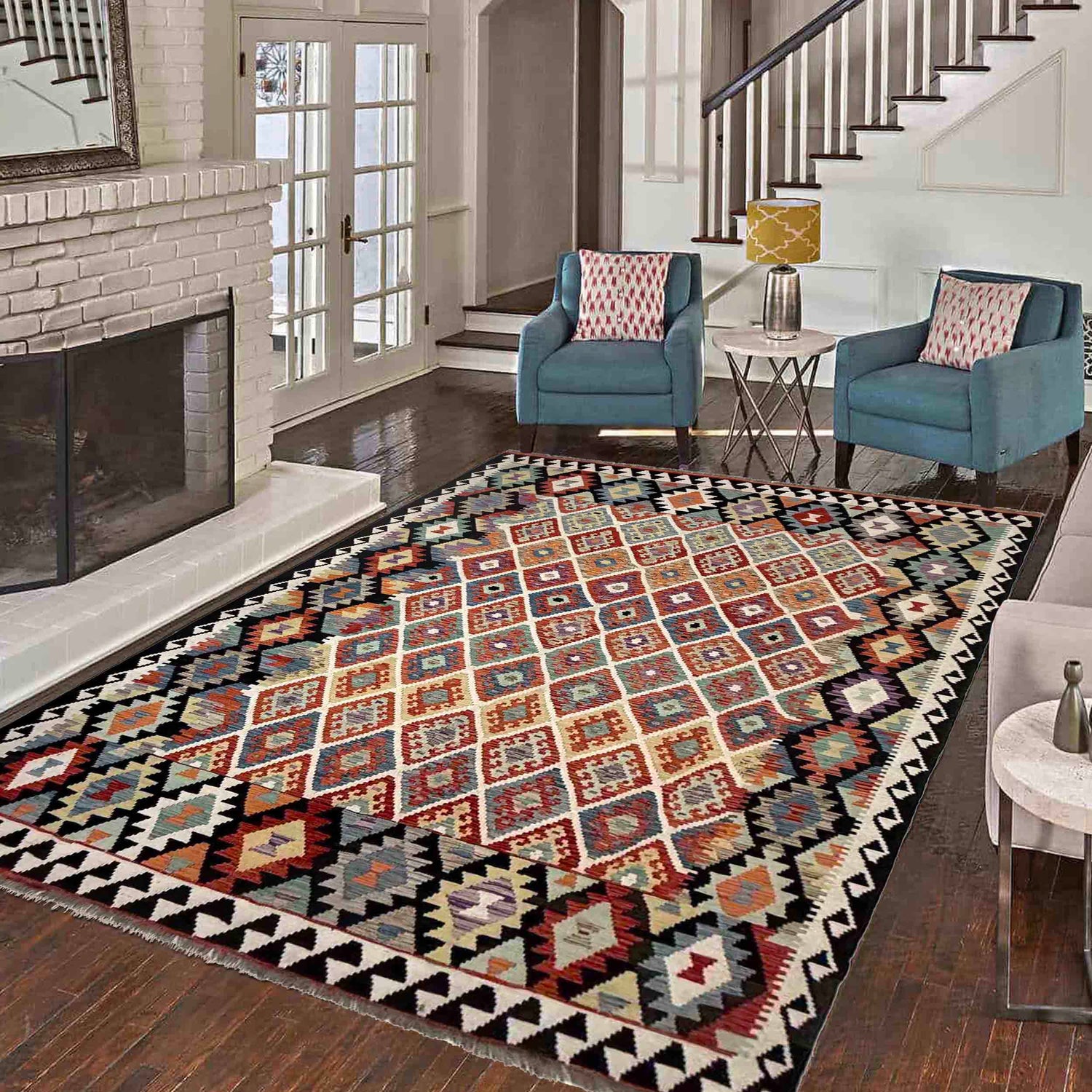Hand Made Afghan Kilim – 6' 8" x 9' 9" ft (204 x 297 cm) | SKU: R39767