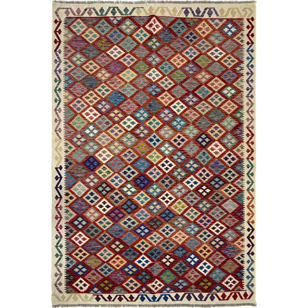Colorful Flat-Weave Wool Kilim – 6' 7" x 9' 7" ft (200 x 293 cm) | SKU: R39769