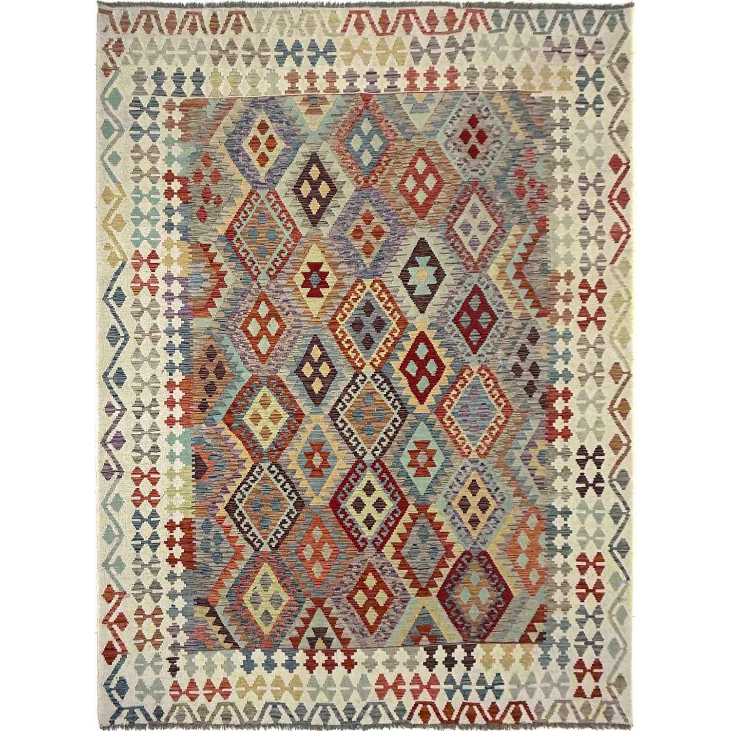 Handmade Vegetable Kilim – 7' 0" x 9' 11" ft (214 x 301 cm) | SKU: R39770