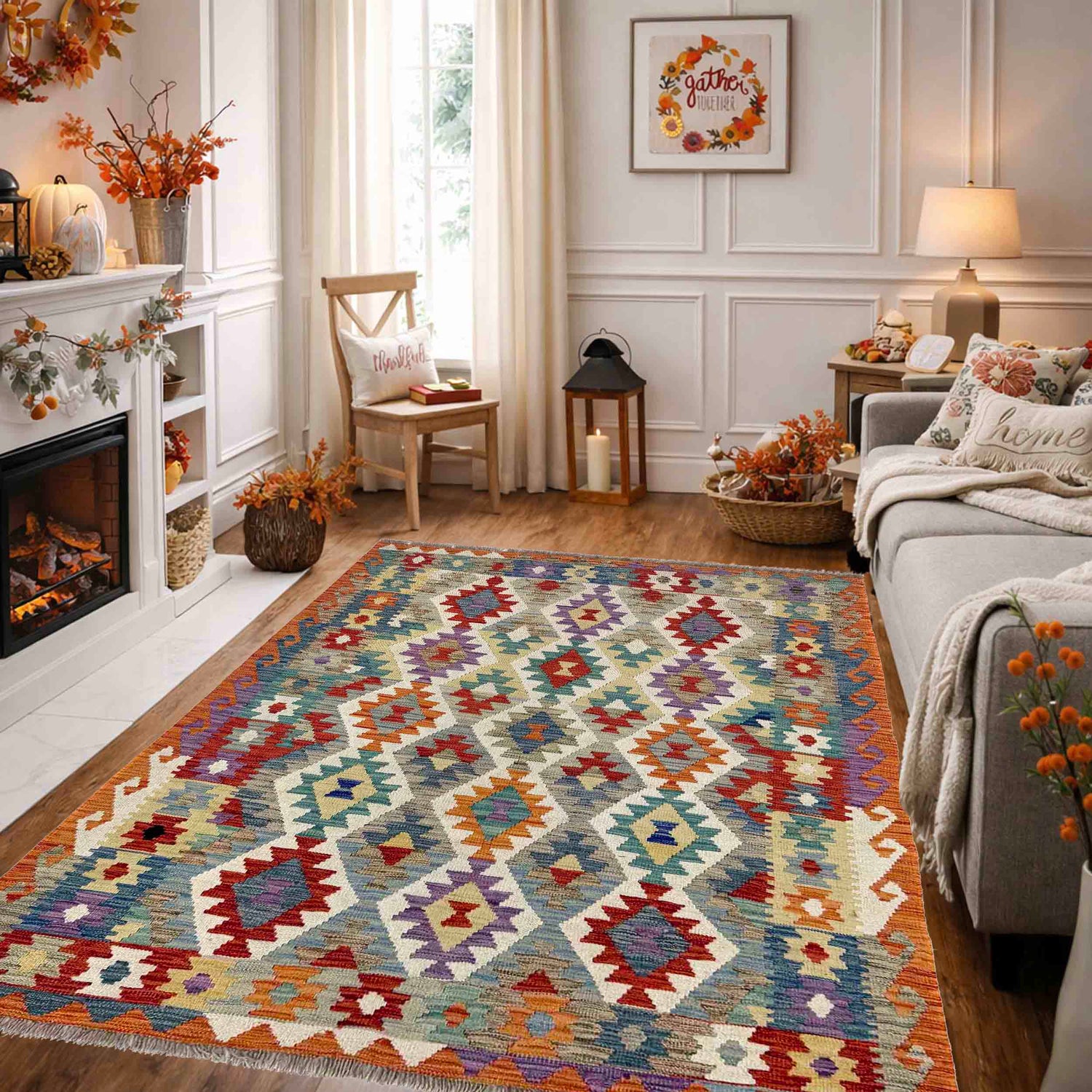 Handmade Vegetable Kilim – 4' 2" x 5' 9" ft (127 x 176 cm) | SKU: R39819