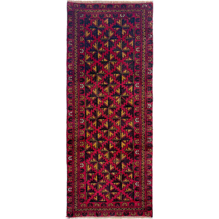 Hand-Knotted Red Floral Baluchi Runner – 2' 4" x 6' 3" ft (72 x 191 cm) | SKU: R39838