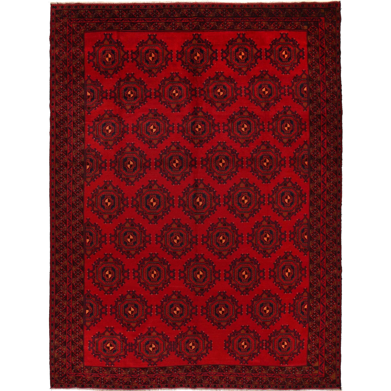 Baluchi Rug Handmade Deep Red Floral 10x13 ft