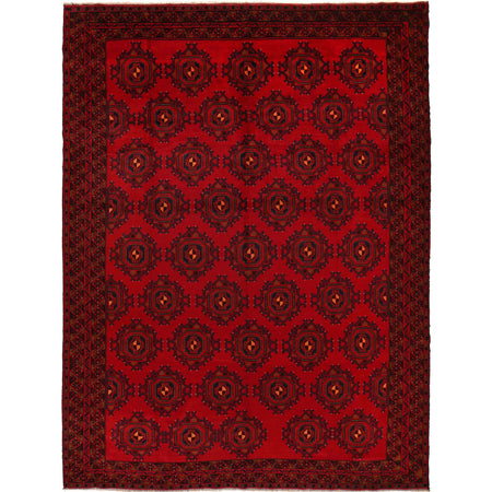 Baluchi Rug Handmade Deep Red Floral 10x13 ft