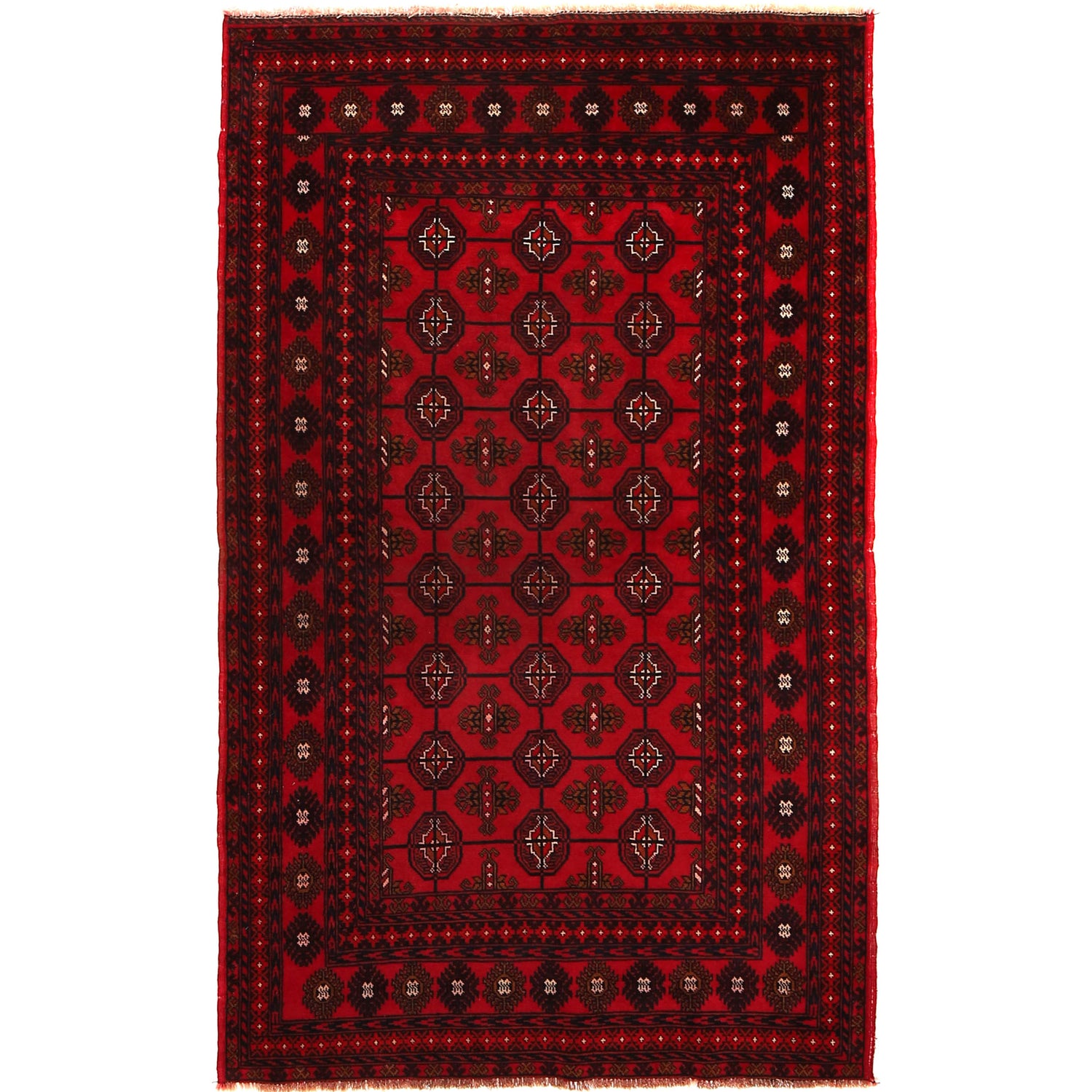 Bokhara Rug Handmade Vibrant Red Medallion 4x6 ft