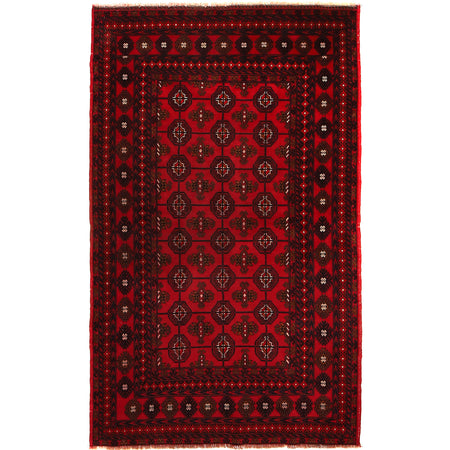 Bokhara Rug Handmade Vibrant Red Medallion 4x6 ft