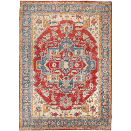 Heriz Area Rug Handmade Multi Medallion 7x10 ft