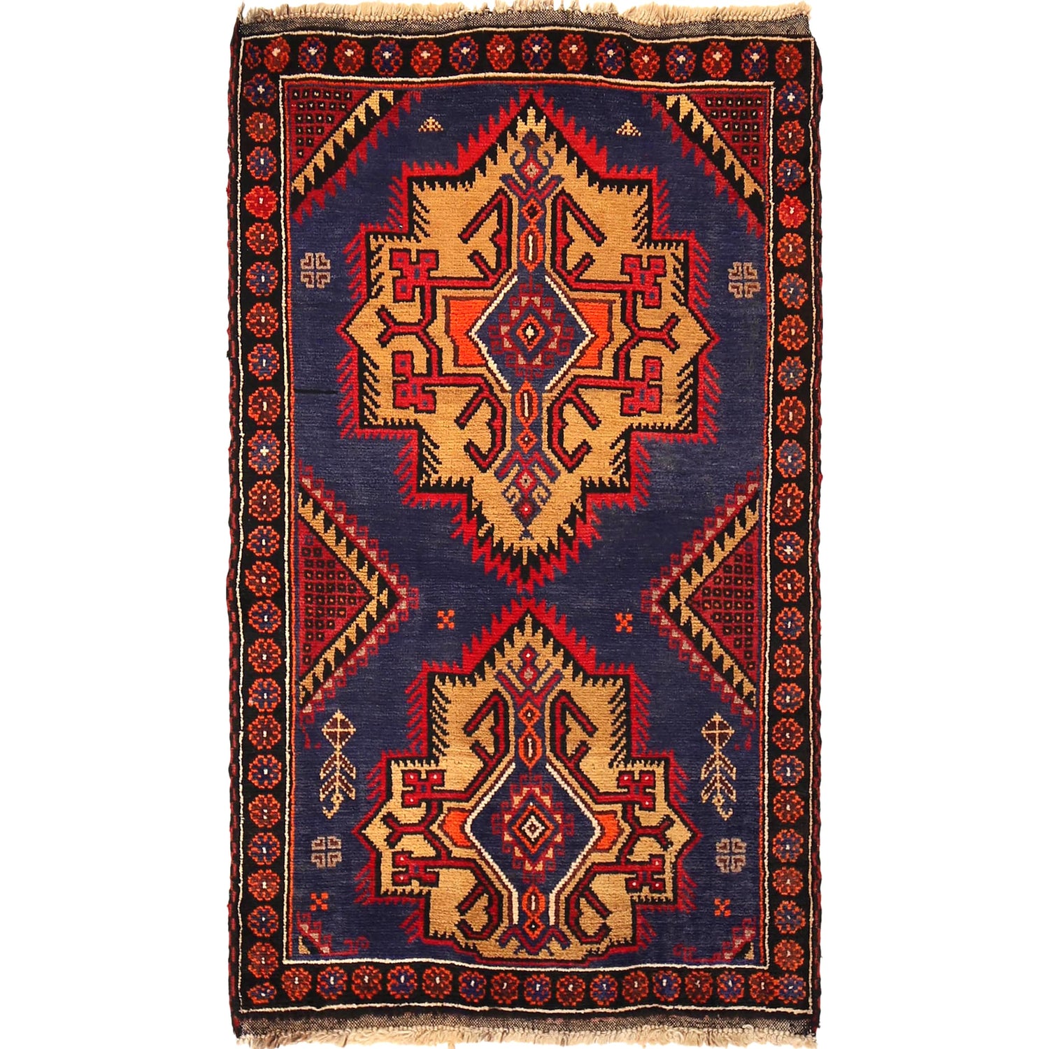 Baluchi Rug Handmade Multi Geometric 3x5 ft