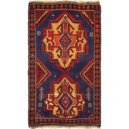 Baluchi Rug Handmade Multi Geometric 3x5 ft