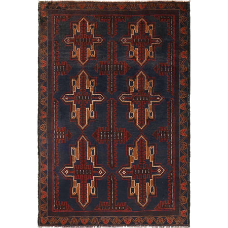 Baluchi Rug Handmade Multi Geometric 2x4 ft