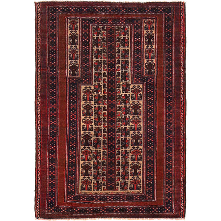 Baluchi Rug Handmade Beige Prayer Design 2x4 ft