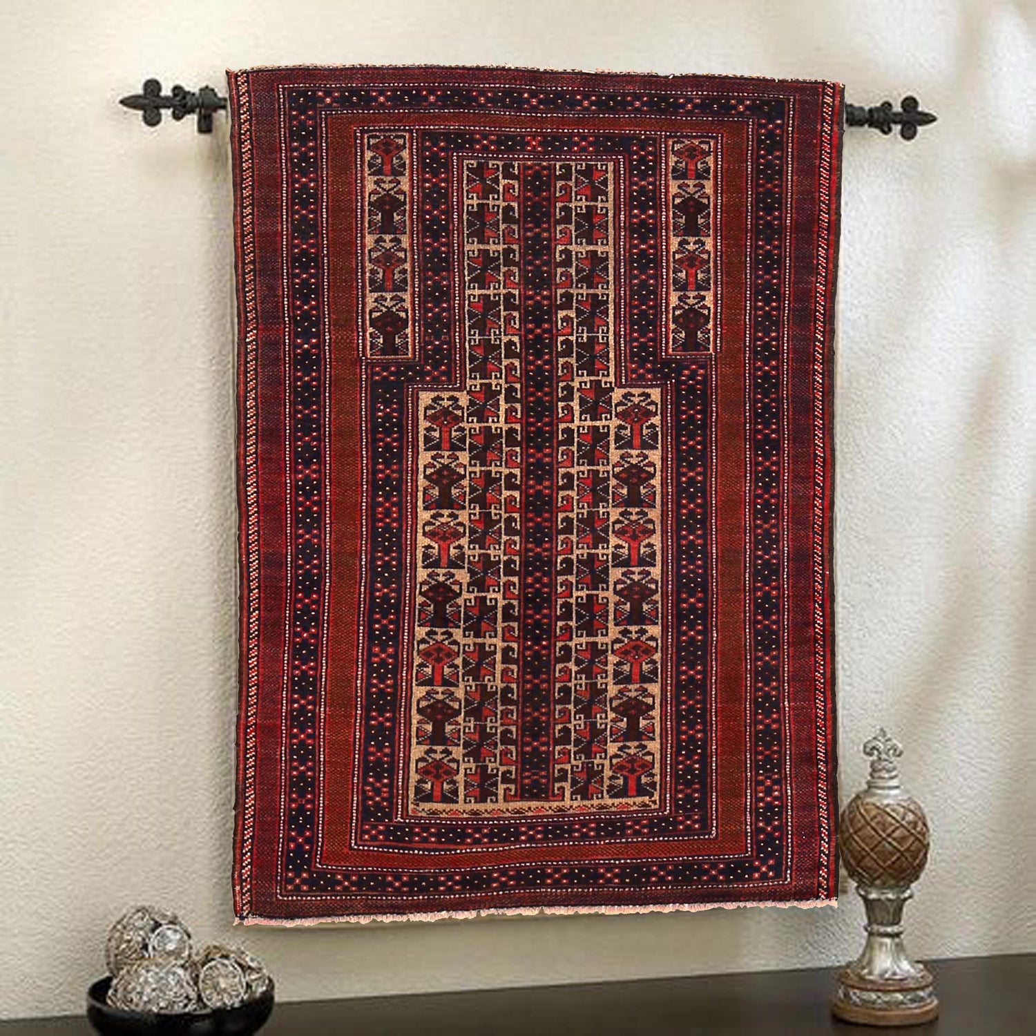 Baluchi Rug Handmade Beige Prayer Design 2x4 ft