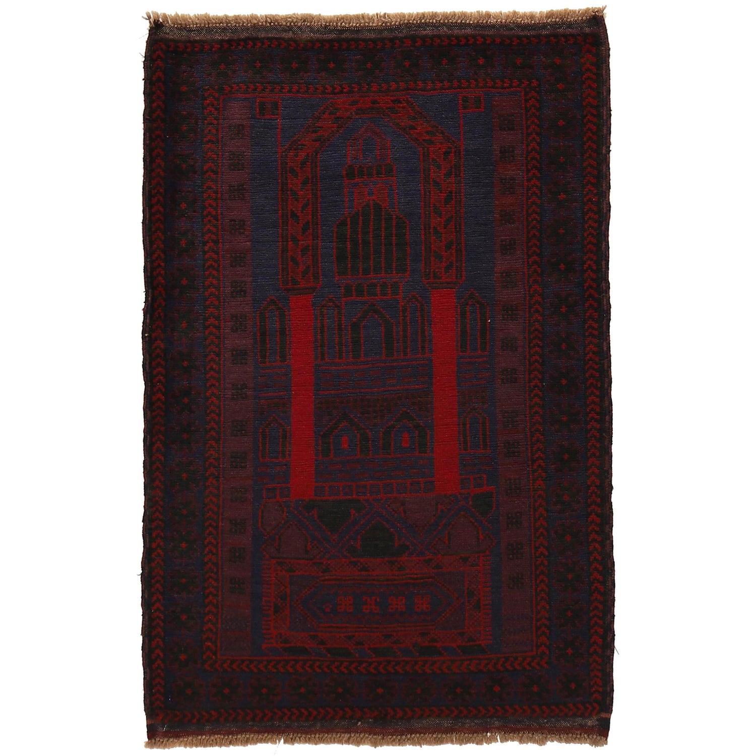 Baluchi Rug Handmade Blue Prayer Design 3x5 ft