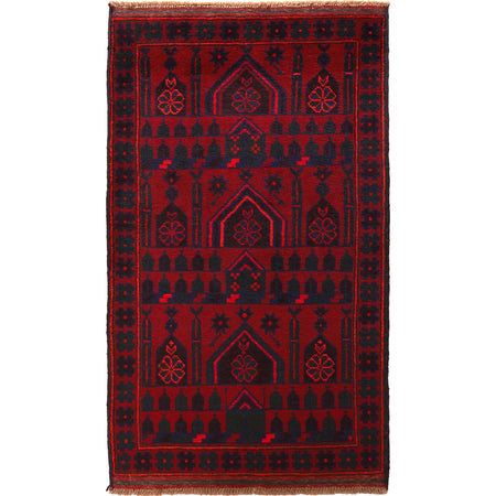 Baluchi Rug Handmade Red Prayer Design 3x5 ft