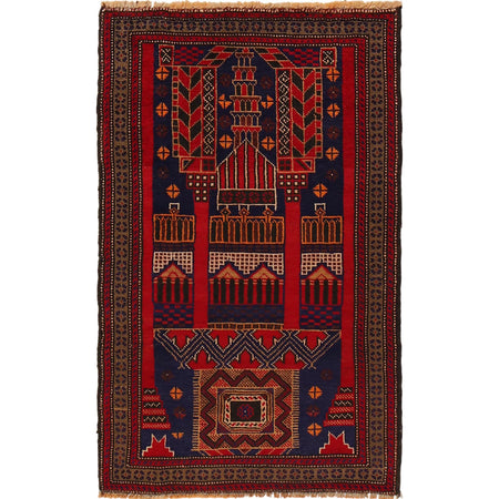 Baluchi Rug Handmade Blue Prayer Design 2x4 ft