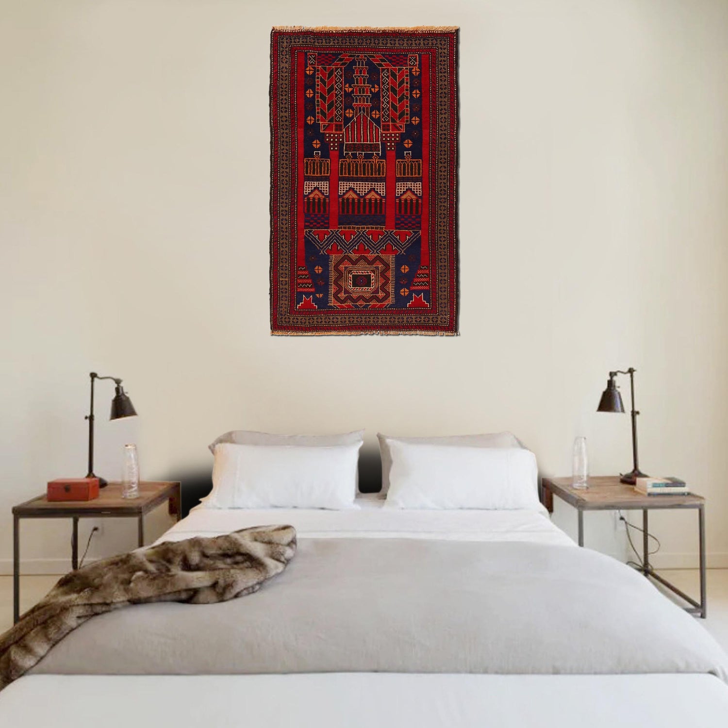 Baluchi Rug Handmade Blue Prayer Design 2x4 ft