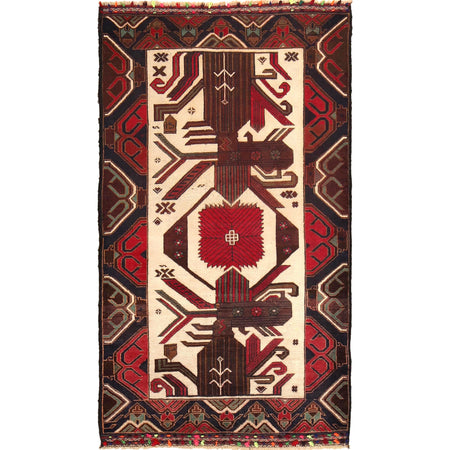 Baluchi Rug Handmade Multi Geometric 3x5 ft