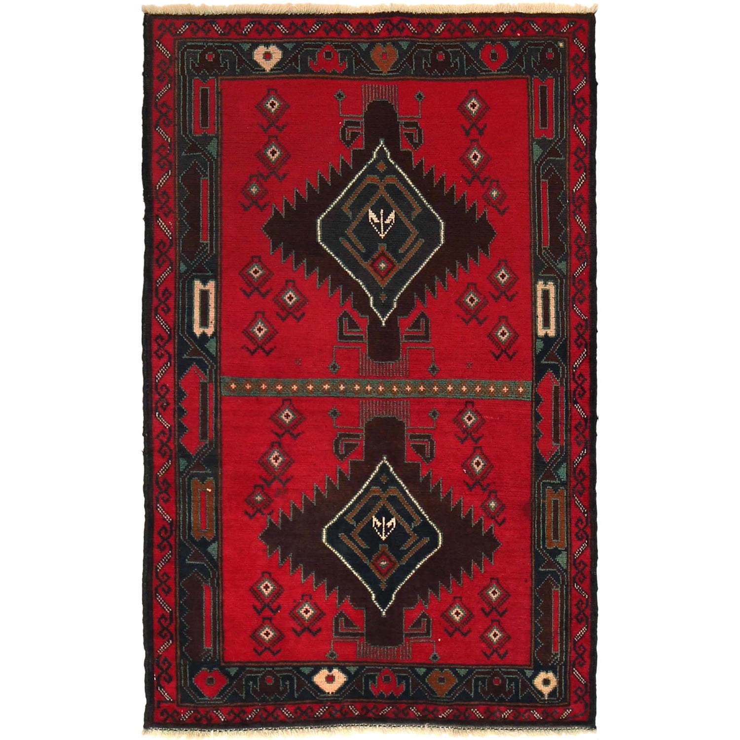 Baluchi Rug Handmade Multi Geometric 2x4 ft