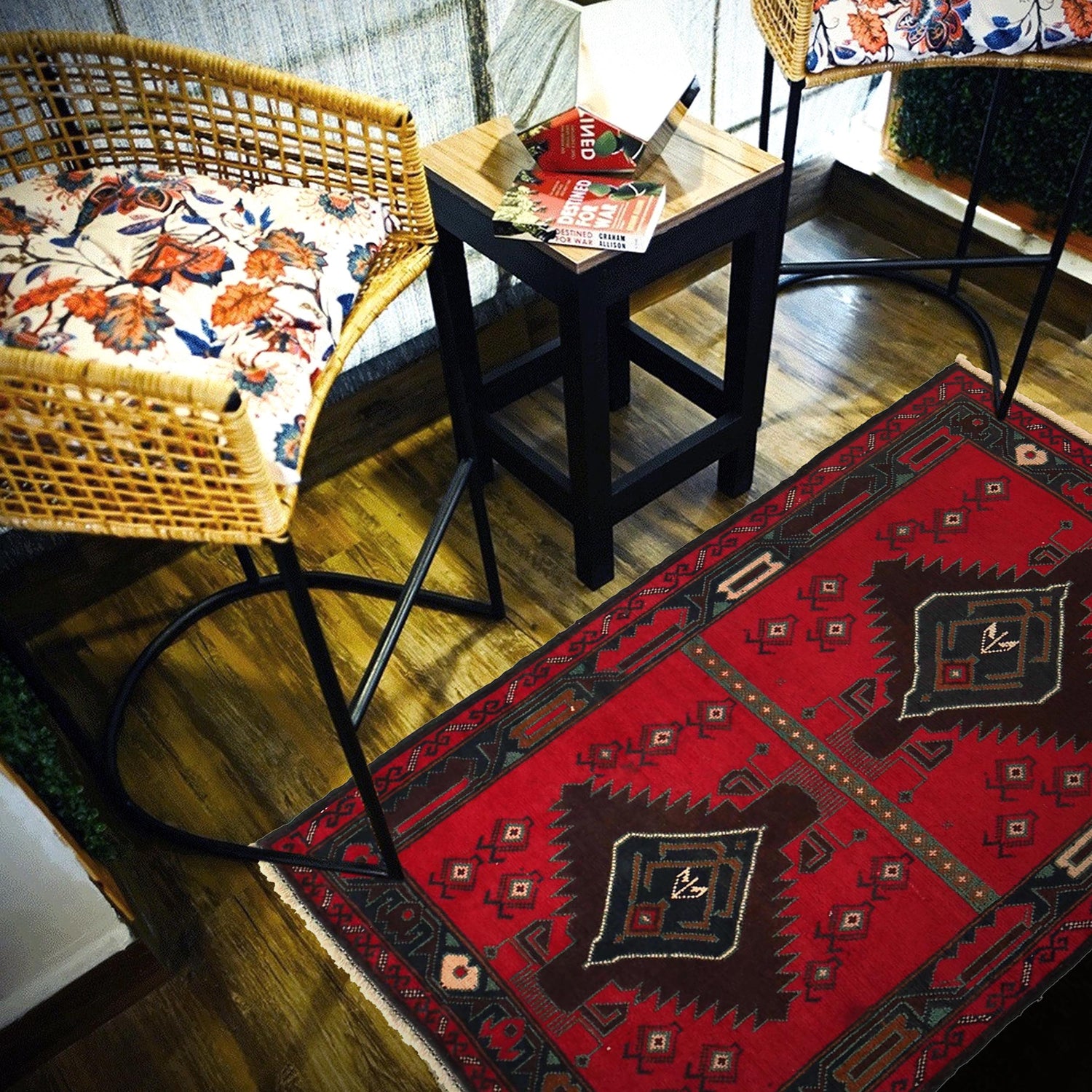 Baluchi Rug Handmade Multi Geometric 2x4 ft
