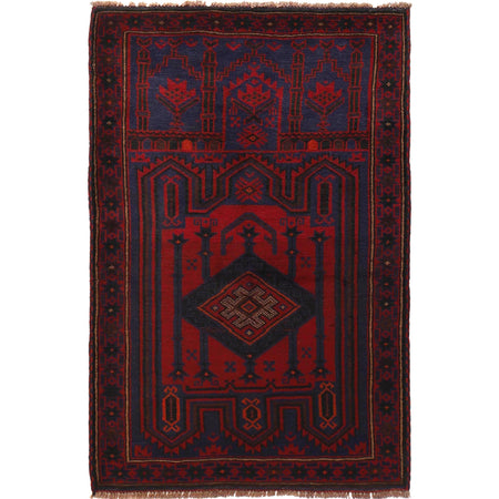 Baluchi Rug Handmade Multi Prayer Design 3x5 ft