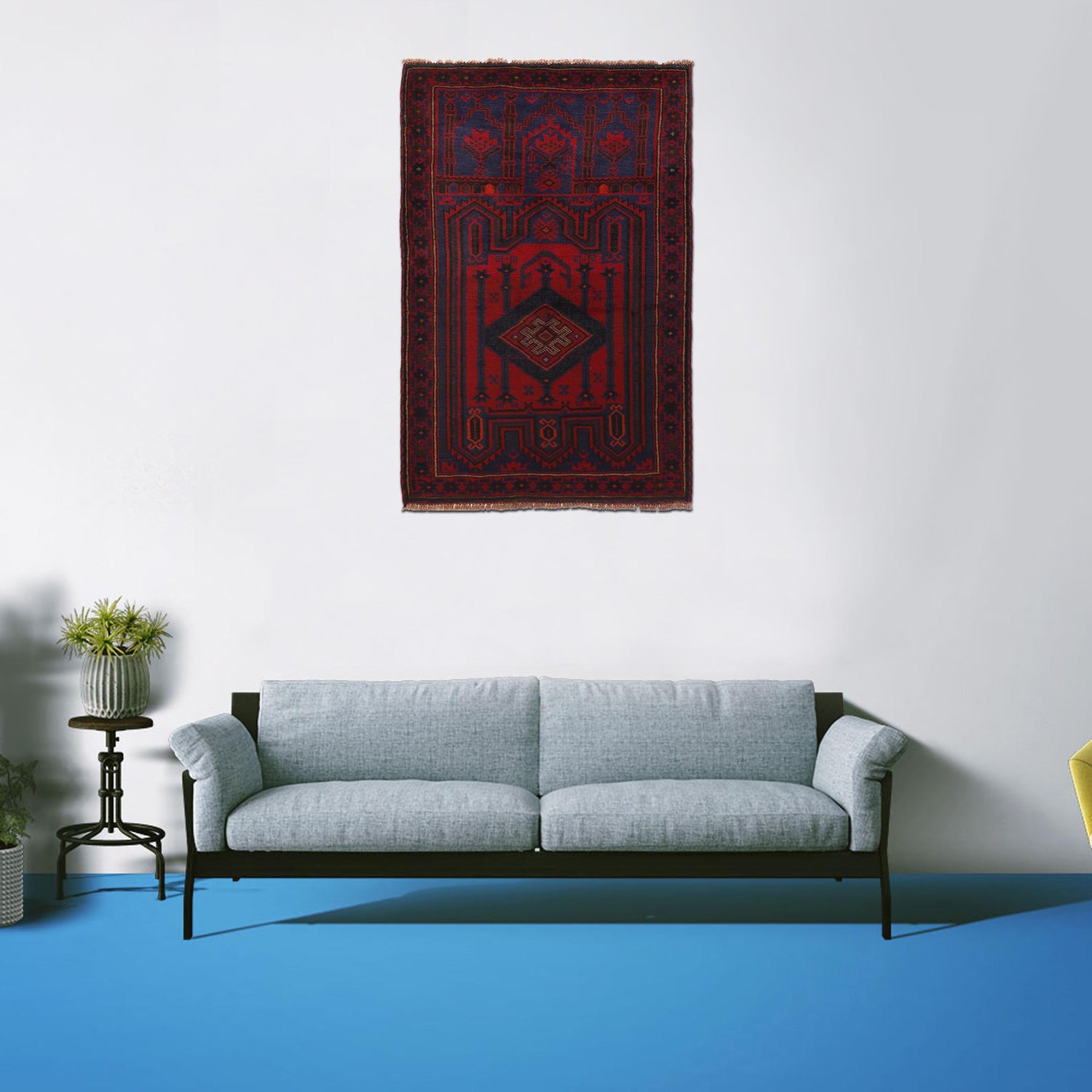 Baluchi Rug Handmade Multi Prayer Design 3x5 ft
