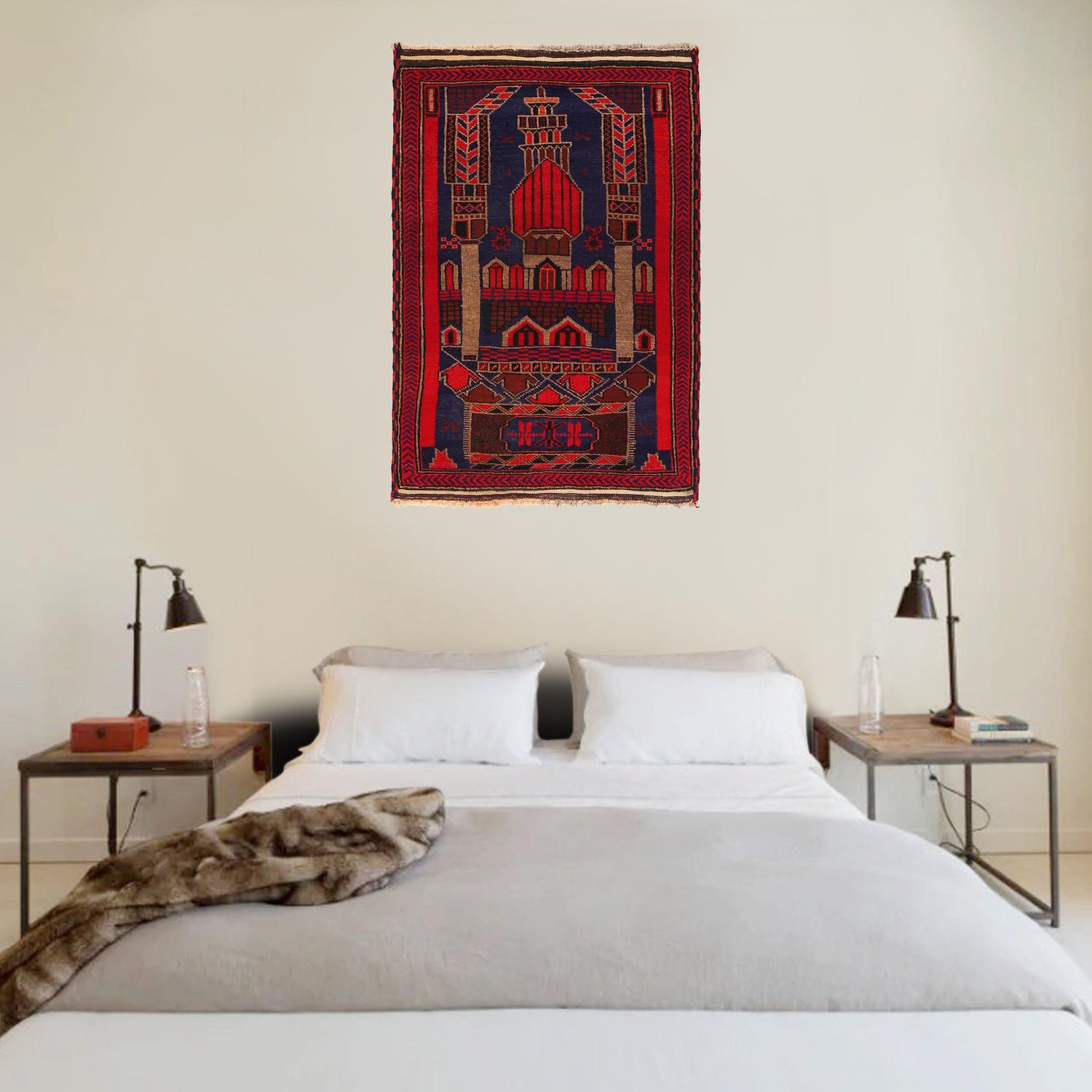 Baluchi Rug Handmade Multi Prayer Design 2x4 ft