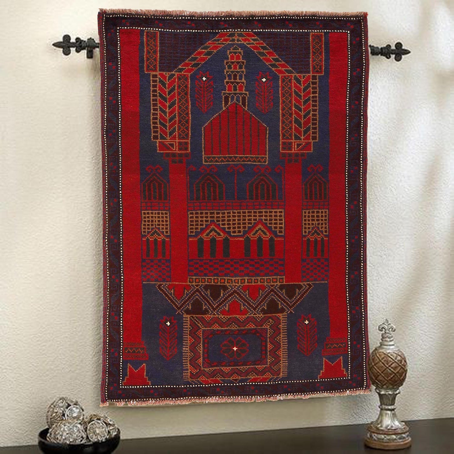 Baluchi Rug Handmade Multi Prayer Design 3x5 ft