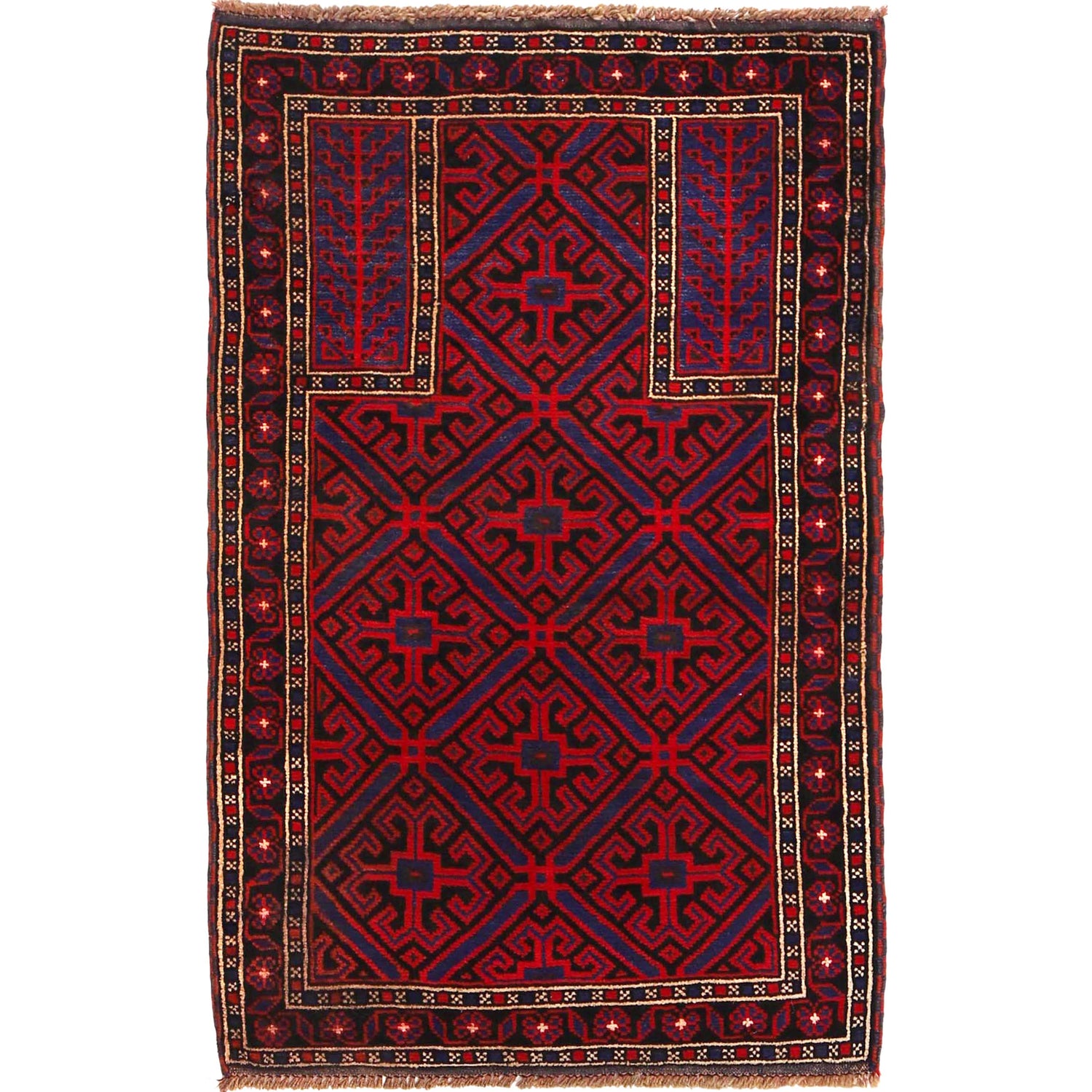 Baluchi Rug Handmade Multi Prayer Design 3x5 ft