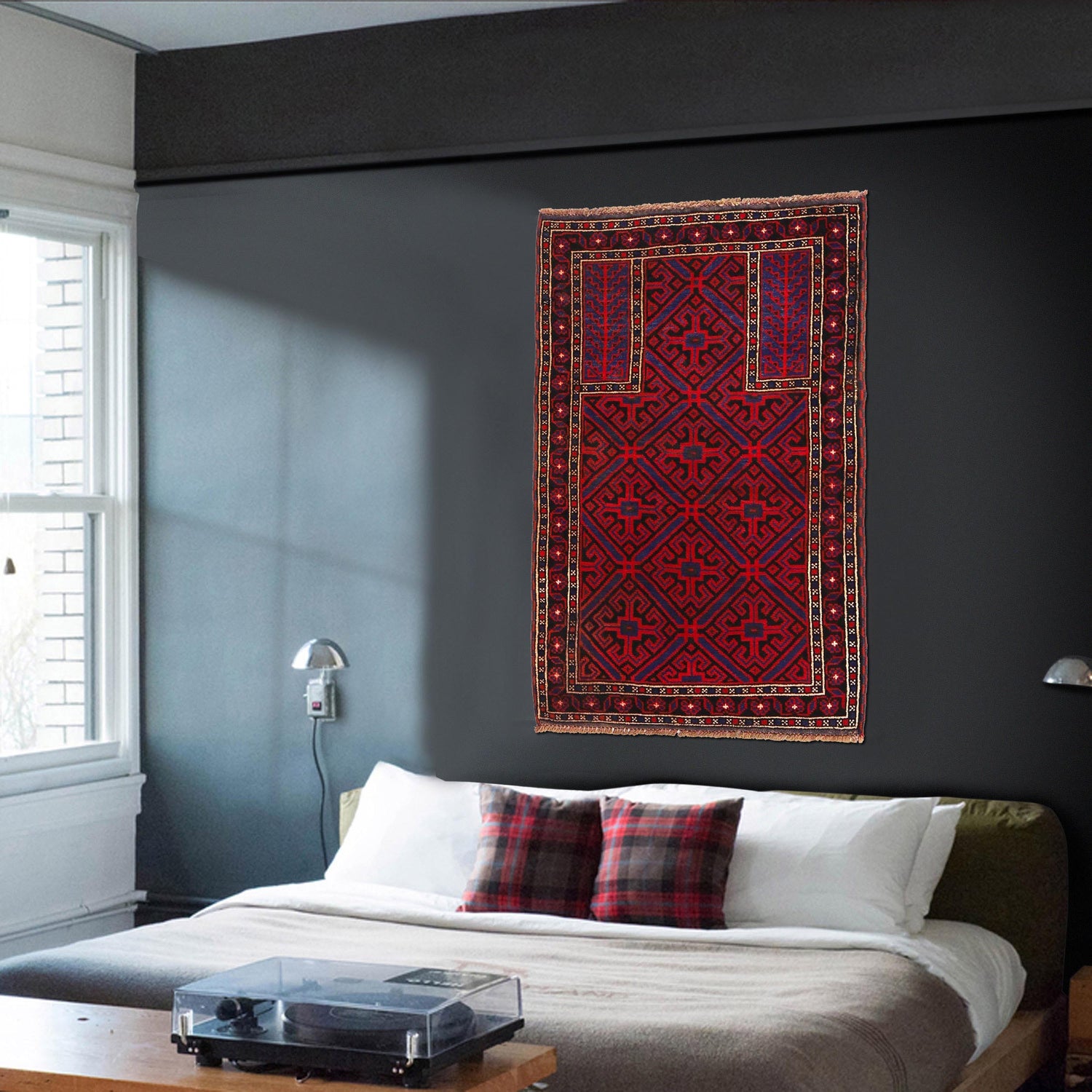 Baluchi Rug Handmade Multi Prayer Design 3x5 ft