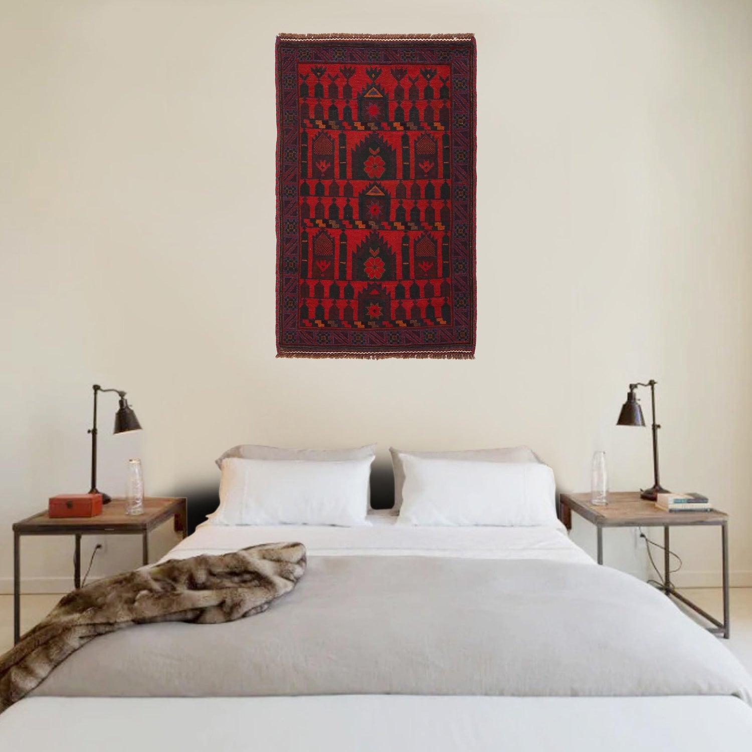 Baluchi Rug Handmade Red Prayer Design 3x5 ft