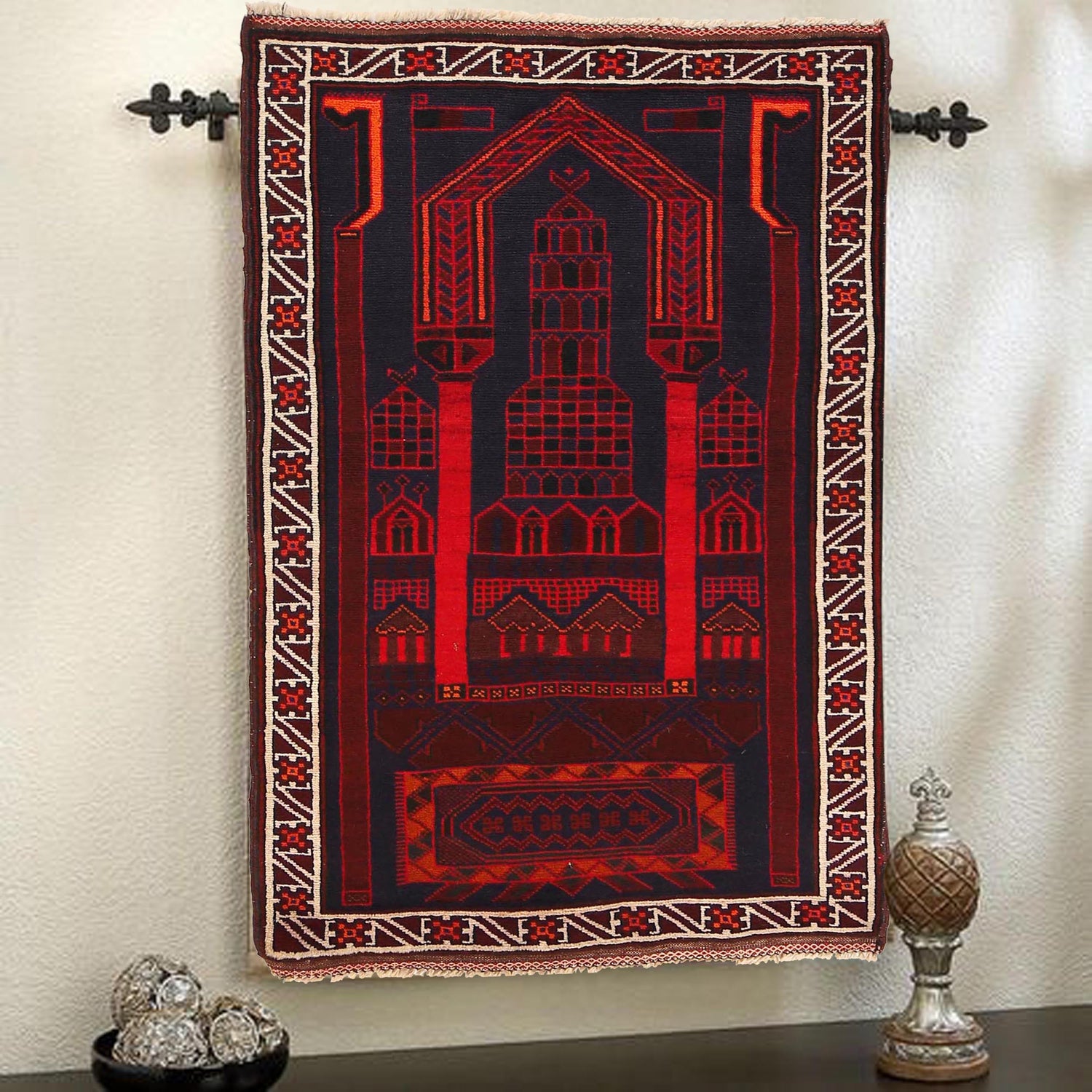 Baluchi Rug Handmade Multi Prayer Design 3x5 ft