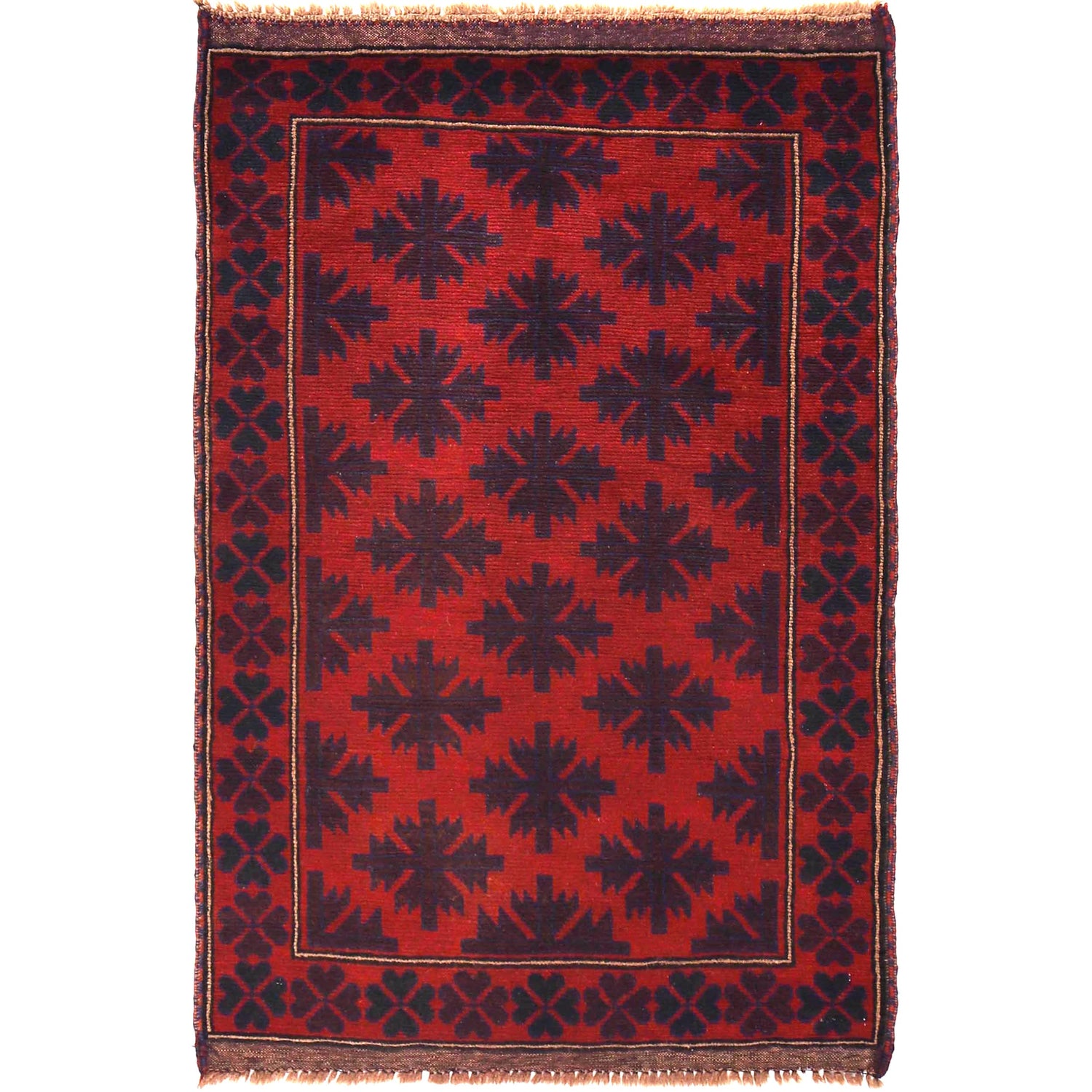 Baluchi Rug Handmade Red Floral 2x4 ft