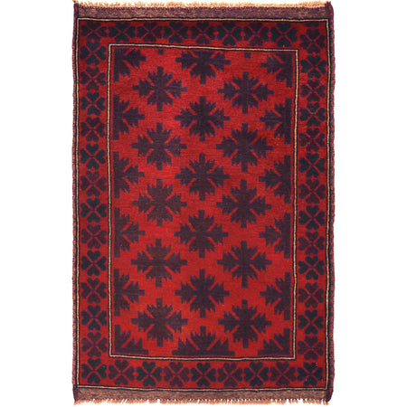 Baluchi Rug Handmade Red Floral 2x4 ft