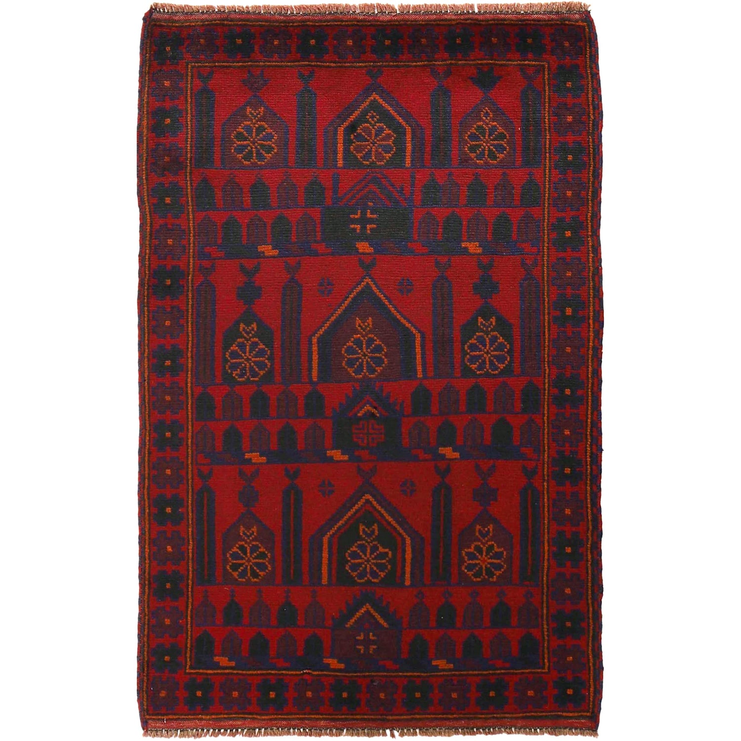 Baluchi Rug Handmade Red Prayer Design 3x5 ft