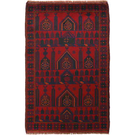 Baluchi Rug Handmade Red Prayer Design 3x5 ft