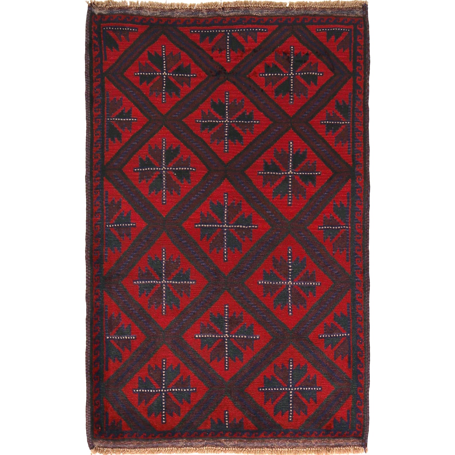 Baluchi Rug Handmade Multi Geometric 3x5 ft