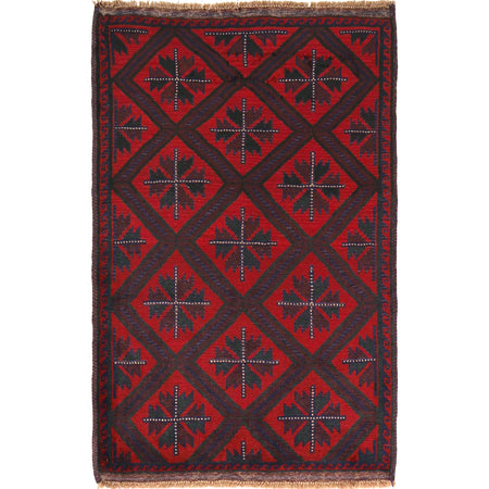 Baluchi Rug Handmade Multi Geometric 3x5 ft