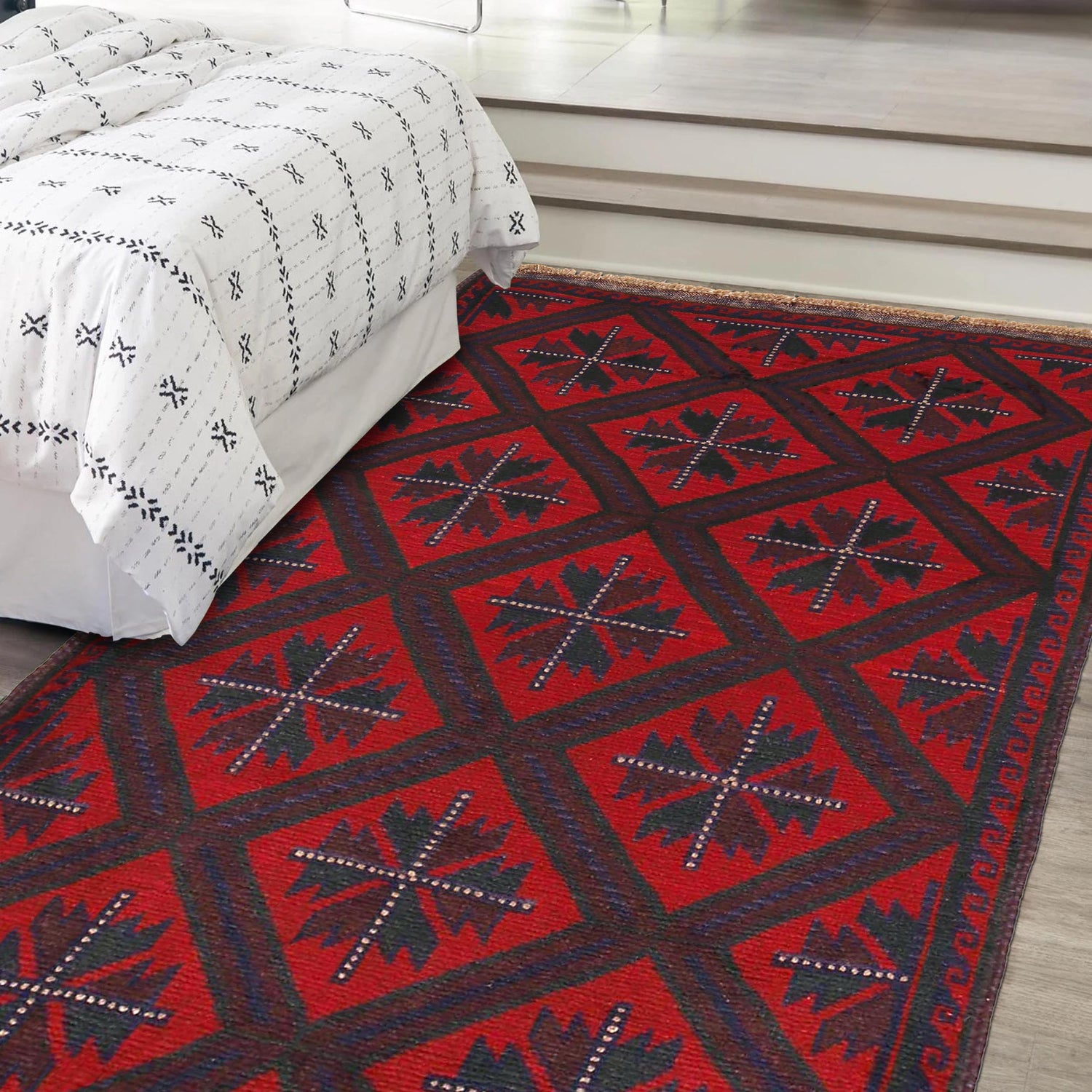 Baluchi Rug Handmade Multi Geometric 3x5 ft